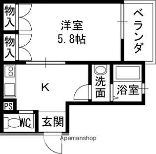 菊水パレス【1B号室】の間取り