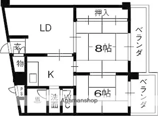 香里コーポ百合【5階】の間取り
