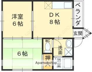 ハイツ梅町【201号室】の間取り