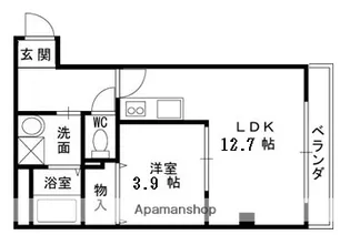 1LDKの間取り画像
