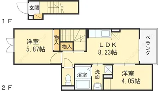 シャン・ド・フルールⅢ番館【202号室】の間取り