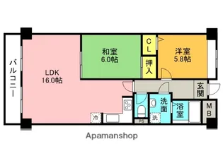 大阪府高槻市塚原1丁目【マンション】の間取り