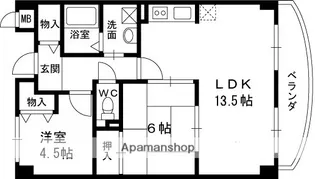 2LDKの間取り画像