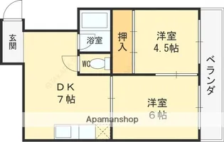 マンション有紀【4階】の間取り