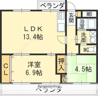 エル・セレーノ古川橋A棟【4階】の間取り