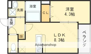 リエート大橋町【302号室】の間取り