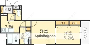 セレニティ八雲北町【104号室】の間取り