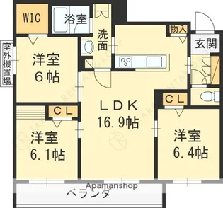 シャーメゾン ベルクレスト【1階】の間取り