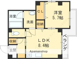 大阪府枚方市楠葉面取町1丁目【マンション】の間取り