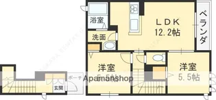 ローザコンフォルト【201号室】の間取り