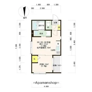 ハーモニーテラス中宮Ⅱ【0101号室】の間取り