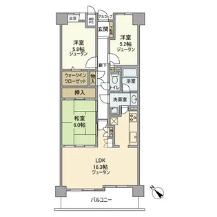 オークヒルズ香里三番館【6階】の間取り
