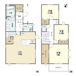 大阪府茨木市北春日丘2丁目【一戸建】の間取り