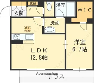 1LDKの間取り画像