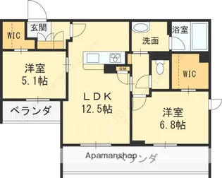 2LDKの間取り画像