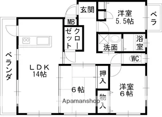 大阪府高槻市中川町【マンション】の間取り