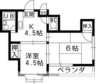 エムハイツ御幸【1階】の間取り