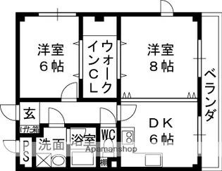 ジーオーシックス【201号室】の間取り