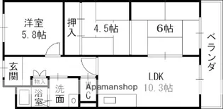 香里ヶ丘Ⅱ番館【401号室】の間取り
