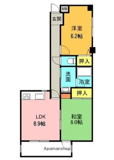グローリヤ牧野【402号室】の間取り