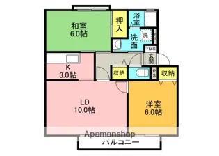 カルチェ東香里ⅡA棟【A102号室】の間取り