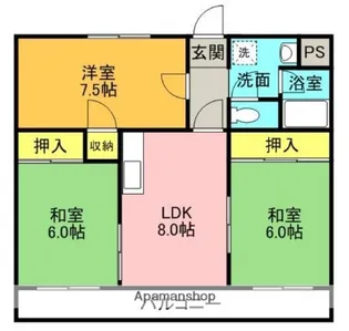 ハイメゾン中西 B棟【1階】の間取り