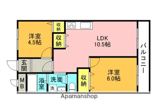 レオハイム東山【1階】の間取り