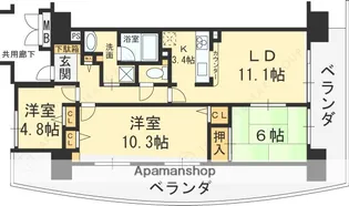 ジオ枚方【1101号室】の間取り