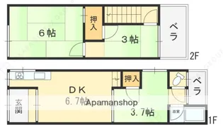 大阪府寝屋川市高柳7丁目【テラスハウス】の間取り