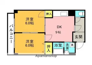 パレ東中振【2階】の間取り