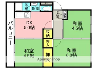 御殿山コーポB棟【4階】の間取り