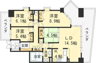 リバティパーク枚方A棟【708号室】の間取り