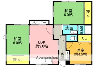 旭ヶ丘コーポ【101号室】の間取り