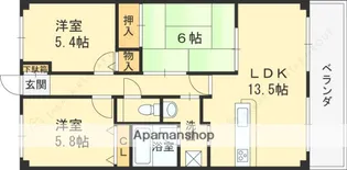 シェルプール壱番館【5階】の間取り