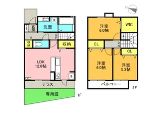 テラス星ヶ丘【1階】の間取り
