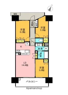 ザ・フロントマークス枚方【1202号室】の間取り