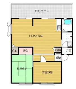 サンビレッジ渚 A棟【101号室号室】の間取り