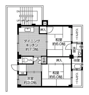ビレッジハウス私部6号棟【4階】の間取り