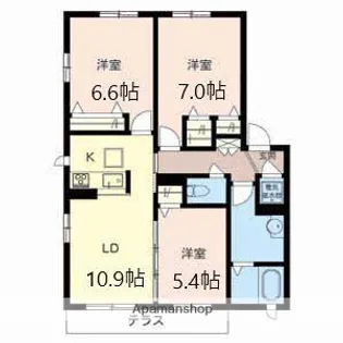 シャーメゾン長尾A棟【202号室】の間取り