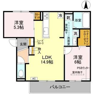 D-residence下田部A棟【2階】の間取り