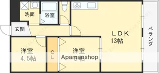 ラシーヌコート菊水通【3階】の間取り