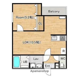 大阪府枚方市南楠葉2丁目【アパート】の間取り