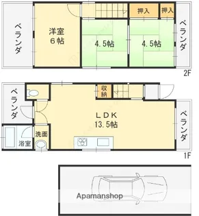 大阪府寝屋川市美井町【一戸建】の間取り