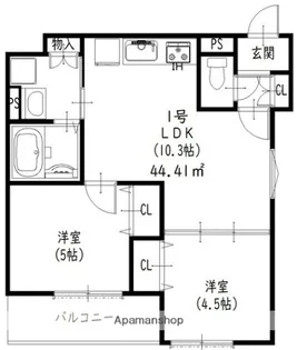 クリエオーレ倉治【1階】の間取り