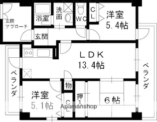 デイグラン枚方公園【2階】の間取り