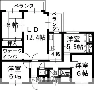 宮之阪ハイツ弐番館【1103号室】の間取り