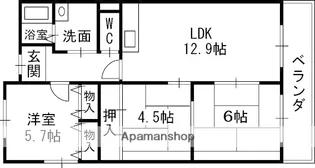 香里ヶ丘Ⅰ番館【403号室】の間取り