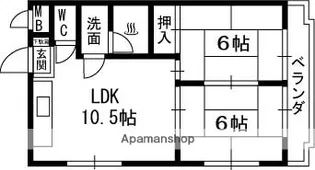第2ミハマハイツ【404号室】の間取り