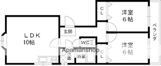 シャンテー香里ケ丘4【1階】の間取り