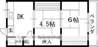 三栗フラワーマンション【22号室】の間取り